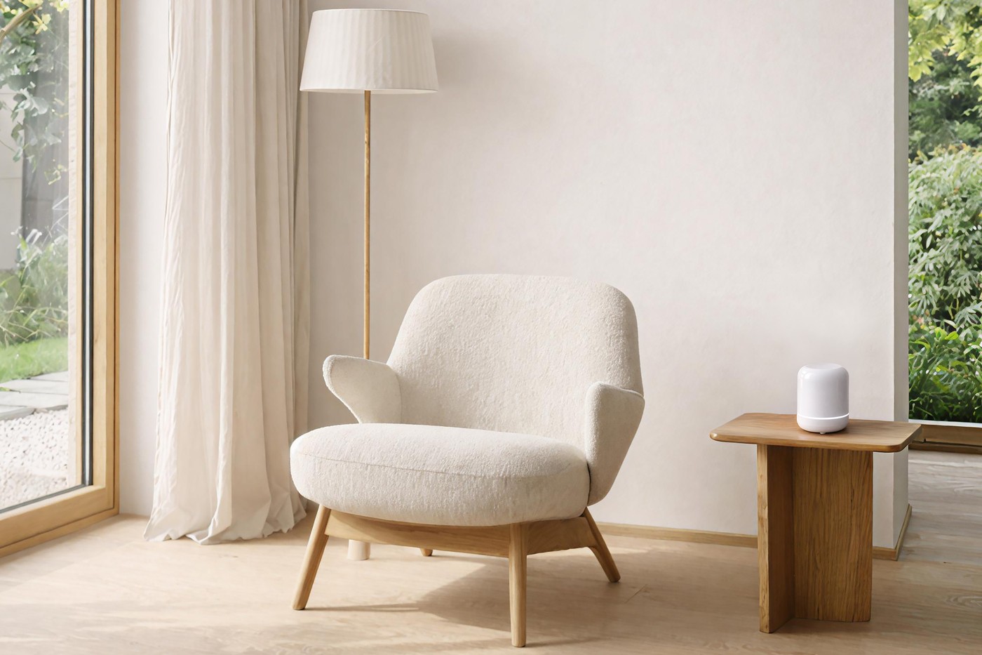 Clervo Radon placed on a side table in a bright living room